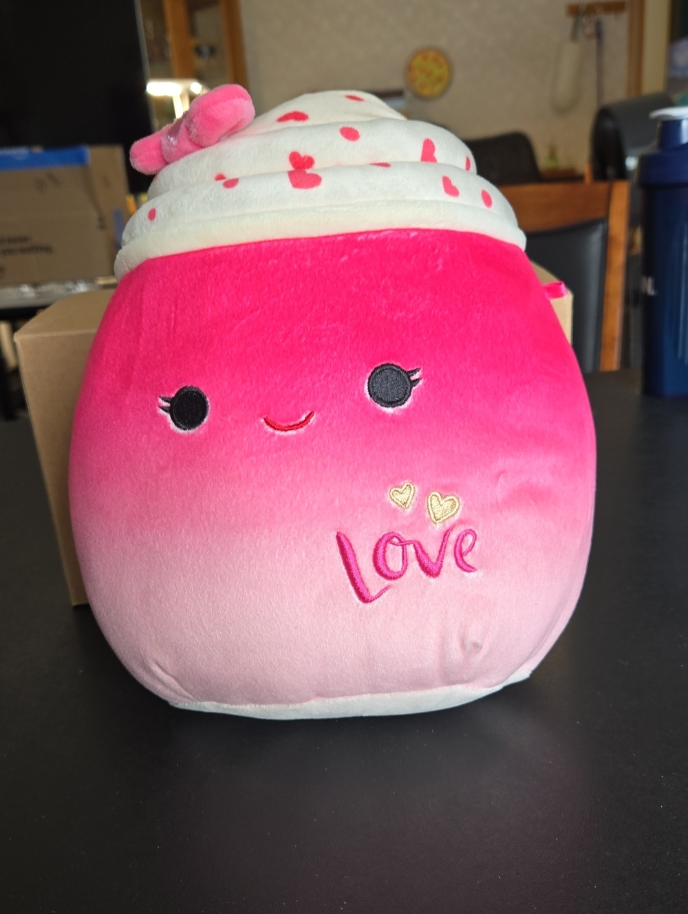 Squishmallows Pink Gradient Cupcake Pillow with 'Love' Embroidery